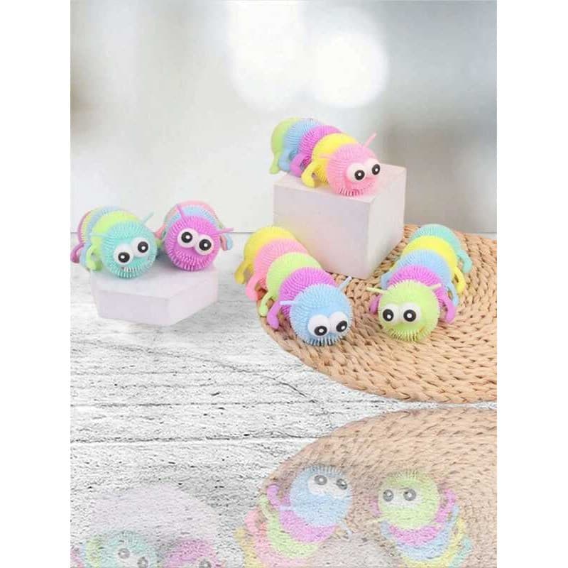 Brinquedo Lagarta de Aperta Maluca Infantil Com Led 5 Cores