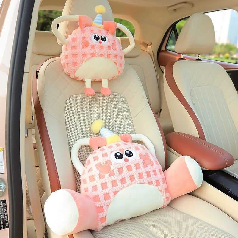 Encosto de cabeça do carro suporte de pescoço suporte de cintura criativo travesseiro de carro monstro assento almofada 