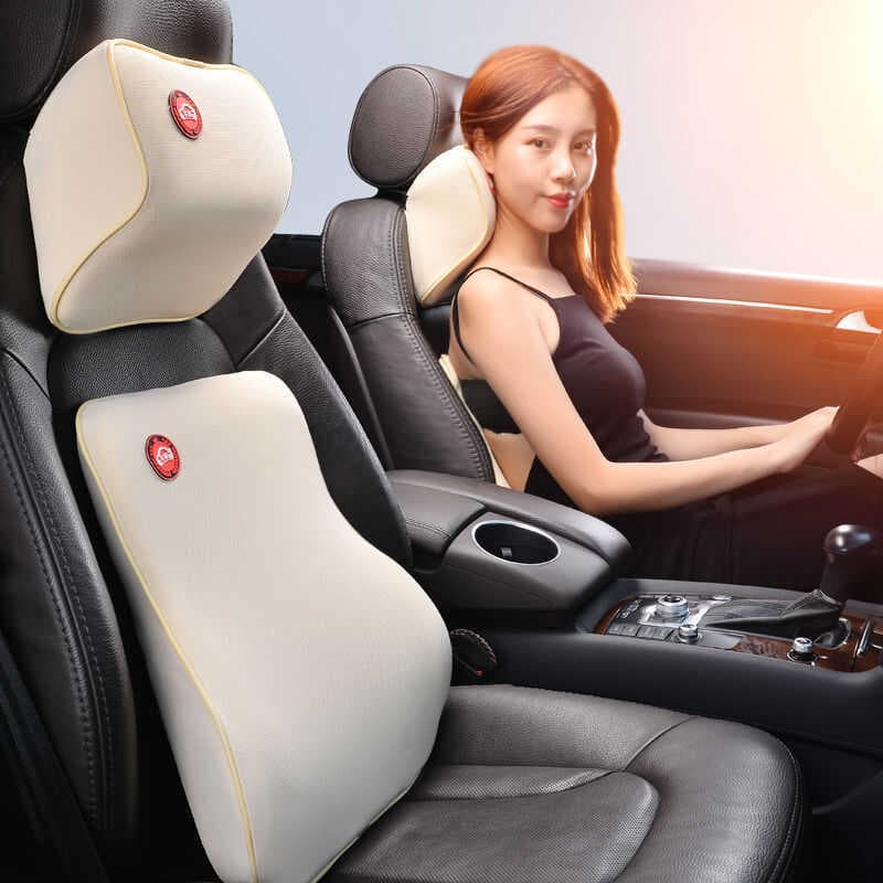 Carro espuma de memória encosto de cabeça travesseiro lombar conjunto pescoço travesseiro lombar almofada lombar assento