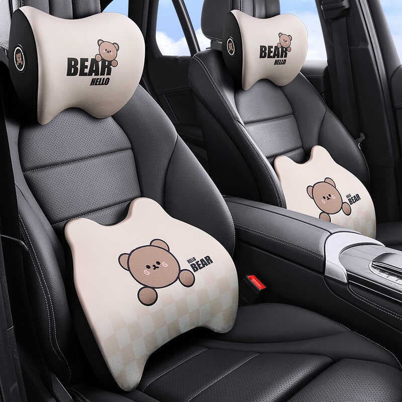 Encosto de cabeça do carro travesseiro lombar almofada espuma memória dos desenhos animados urso travesseiro Cervical qu