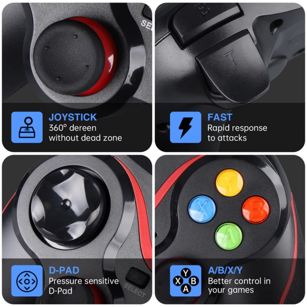Controle Gamer Sem Fio com Suporte Celular Joystick Manete Bluetooth 2.4G