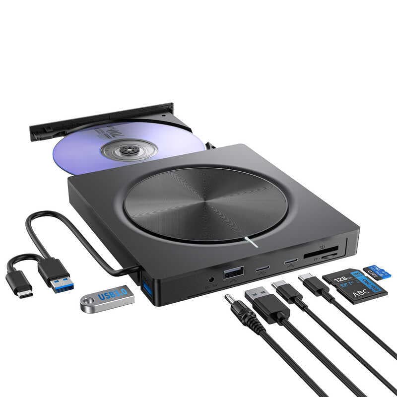 Unidade óptica externa multifuncional dvd gravador de gravação usb portátil gravador de gravação de CD externo tipo-c