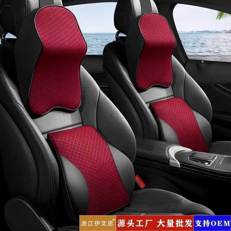 Ivansi tamanho grande encosto de cabeça do carro apoio lombar malha memória espuma pescoço travesseiro respirável