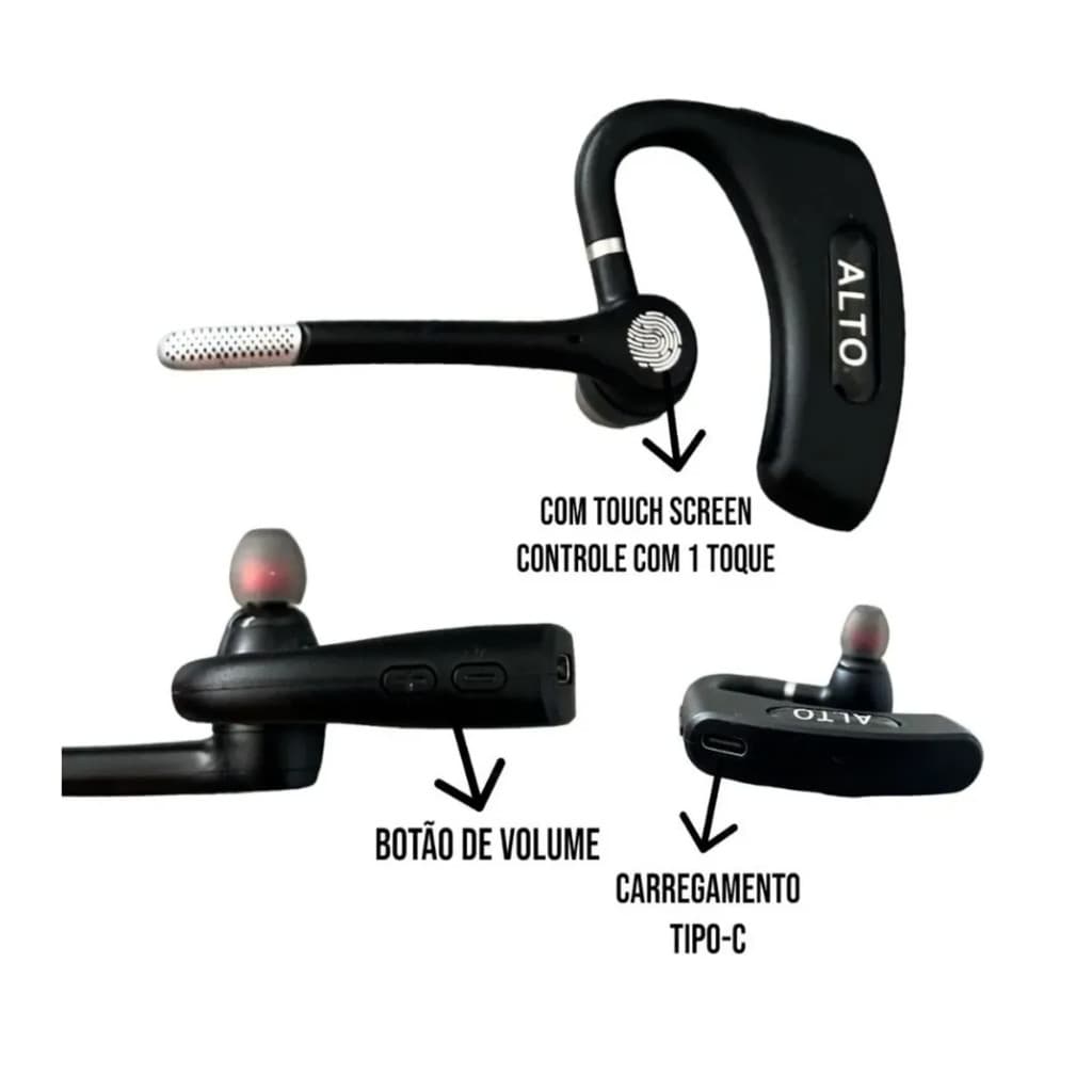 Fone de Ouvido Bluetooth Bidirecional com Microfone