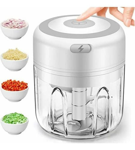 Mini Processador de Alimentos Elétrico Triturador Portátil Recarregável USB Pica Alho Legumes e Temperos