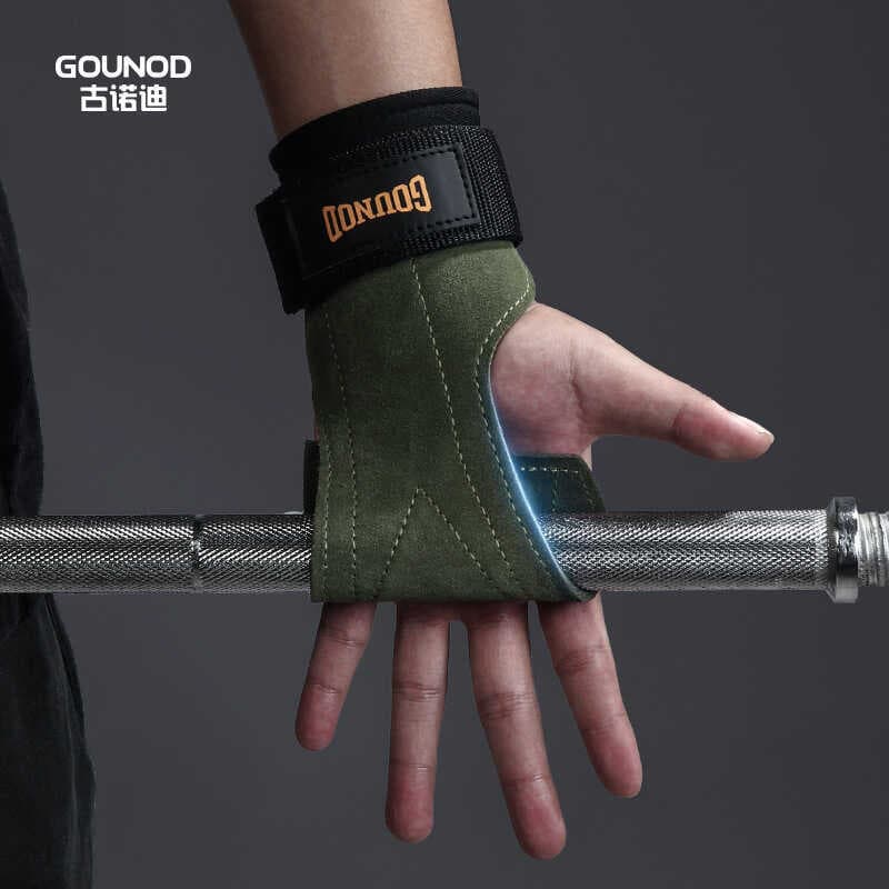 GOUNOD Couro Esportes Anti-derrapante Protetor de Palma Equipamento Protetor de Pulso Fitness Levantamento de Peso Cinto
