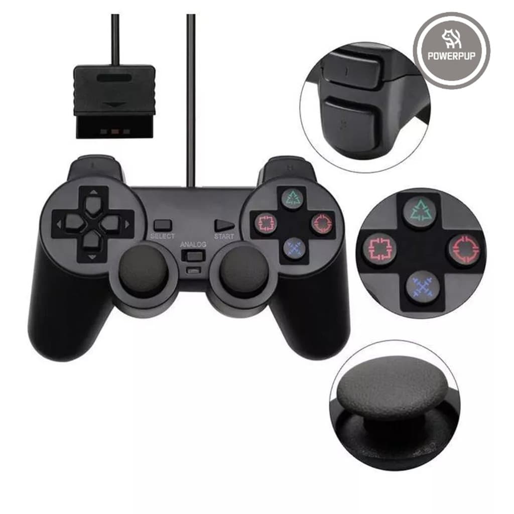 Controle Joystick com Fio para PlayStation 2 Experiência de Jogo Imersiva Confortável com Design Ergonômico.