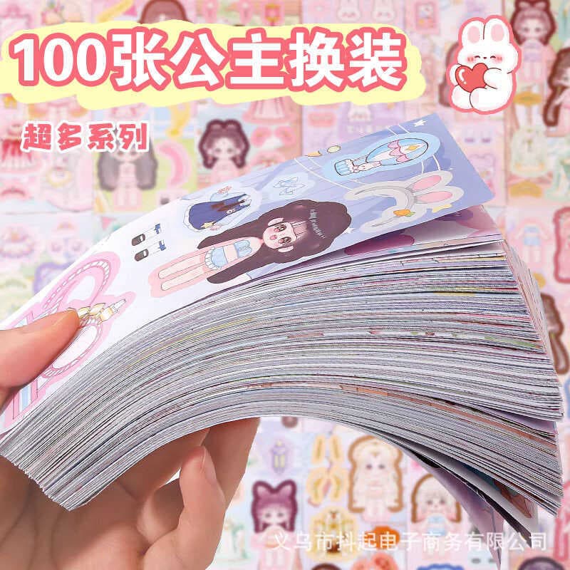 Linda princesa vestir-se adesivos meninas crianças bonito dos desenhos animados cena mudança decoração vestir-se mostrar