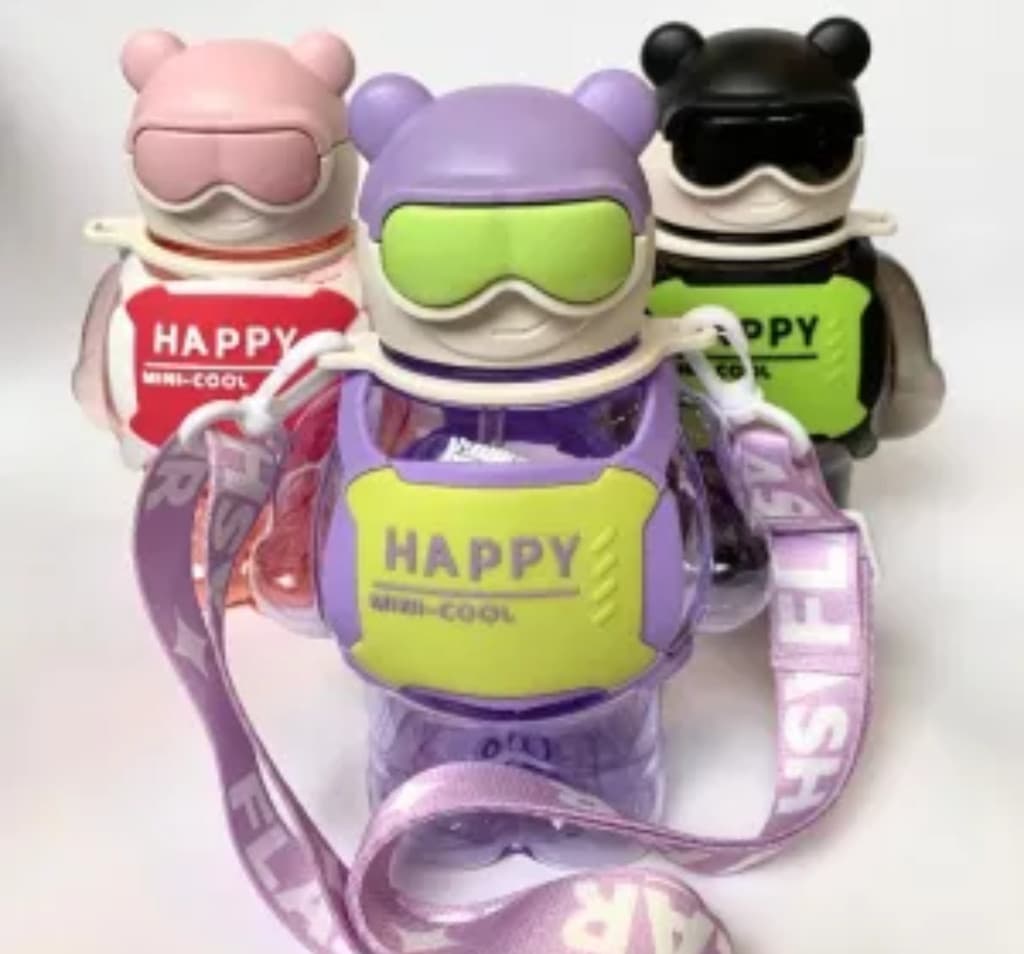 Garrafa Squeeze Urso Happy 400ml Mini com Alça