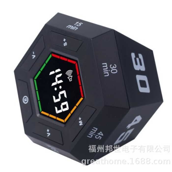Hexágono visível Flip temporizador eletrônico tempo dispositivo de autodisciplina led Display Digital temporizador de co