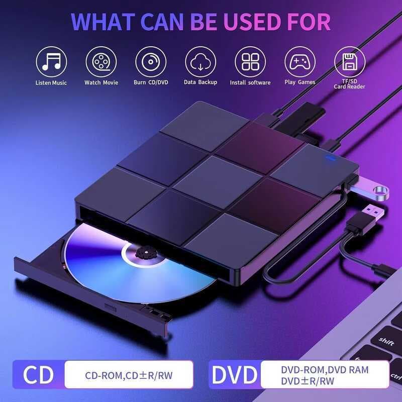 Unidade óptica externa Desktop computador Notebook DVD gravador de gravação Ultra-fino Multi-função cartão movimento de 