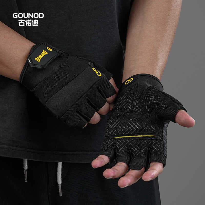 GOUNOD Sports Fitness Luvas de meio dedo espessadas antiderrapantes resistentes ao desgaste palma esportiva proteção de 