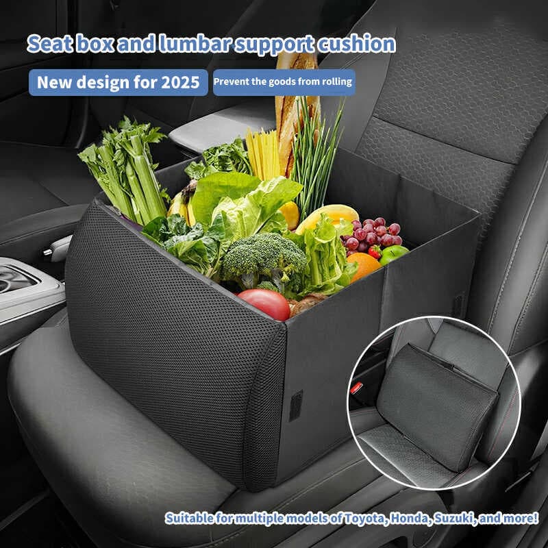 Caixa de armazenamento de travesseiro lombar para carro, dois em um, dobrável, armazenamento de comércio exterior, multi