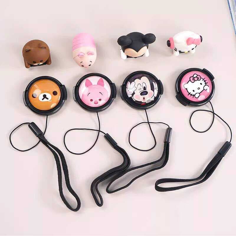 Capa de sapata criativa fofa de desenho animado Capa de lente de 67 mm 49 mm Capa de lente Foji 55 52 39 43mm Adequado p