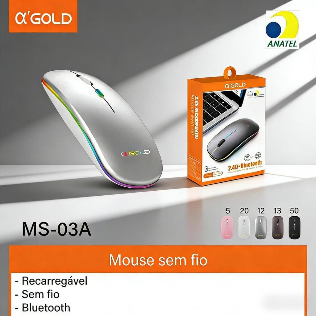 Mouse Sem Fio A'Gold Bluetooth - Leve e Portátil MS-03A