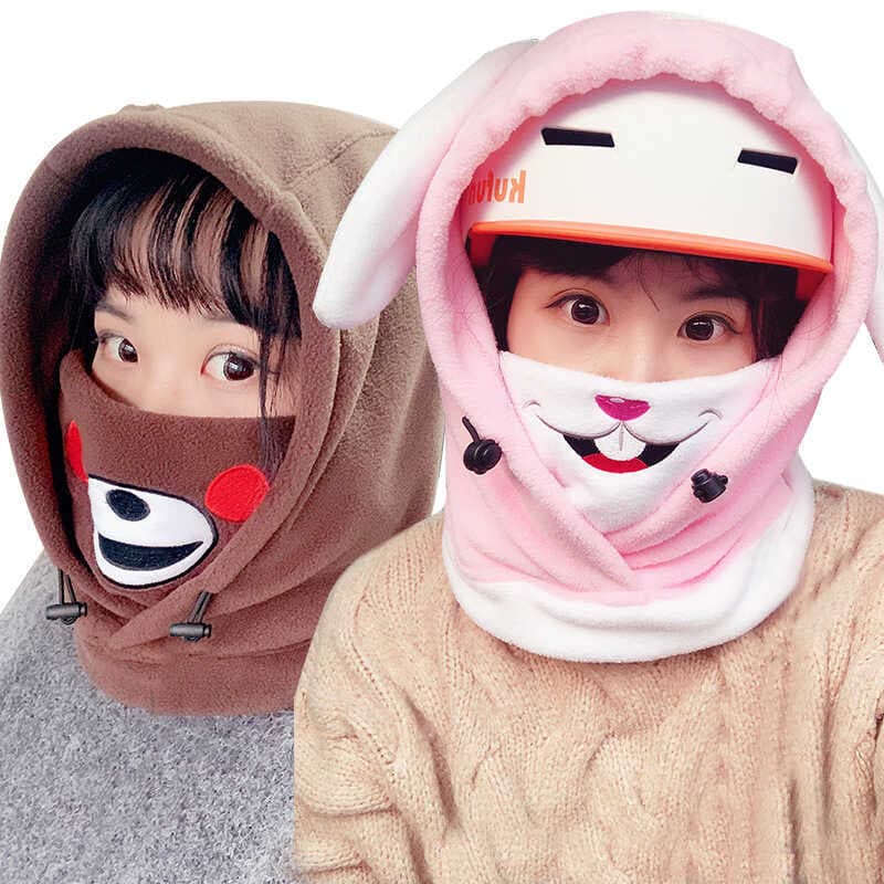 Legal pico kufun capuz de esqui ao ar livre à prova de frio quente pequeno Animal capacete capuz meninos meninas criança