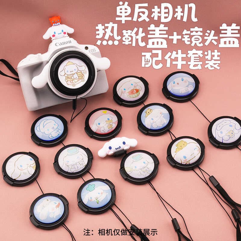 Desenhos animados estéreo Slr câmera sapata capa lente Nikon Canon anel de lente decorativa UV espelho protetor acessóri