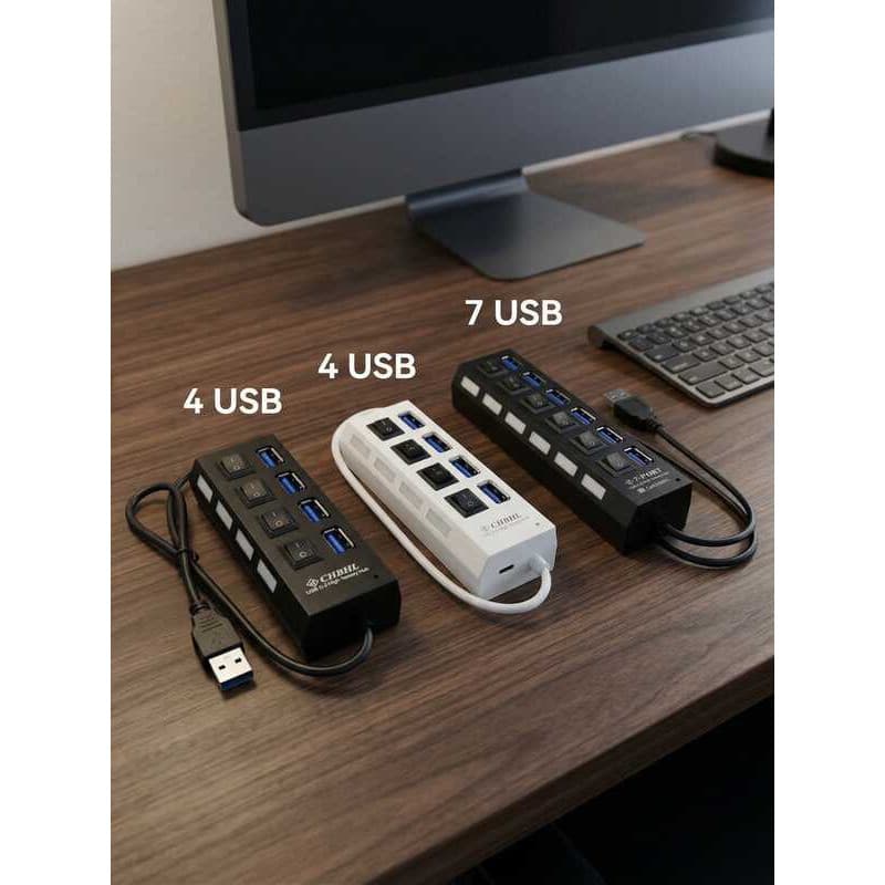 Hub USB 2.0 4 ou 7 Portas Extensor USB Multiplicador Adaptador Divisor USB para PC Notebook