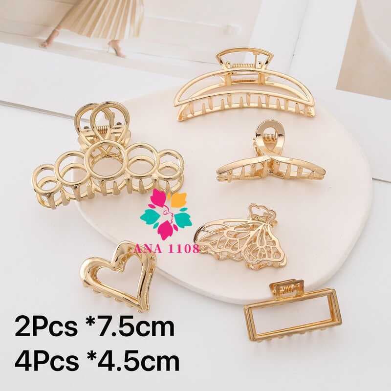 ANA 1108 KIT 6/12unidades Prendedor/Piranha/Presilha Dourada de metal vários modelos blogueira