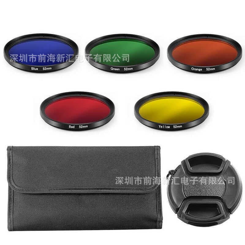Fotografia ao ar livre câmera SLR Digital conjunto de filtro colorido vermelho laranja amarelo verde azul pacote de seis