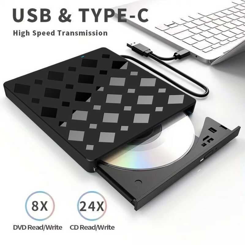 Unidade óptica externa multifuncional gravador de gravação de dvd USB3.0/TypeC gravação a disco leitor de dvd móvel