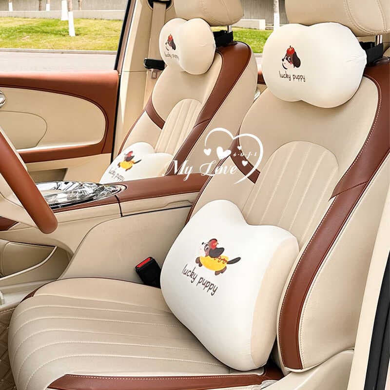 Verão espuma de memória rebote apoio lombar dos desenhos animados bonito filhote de cachorro carro travesseiro verão gel