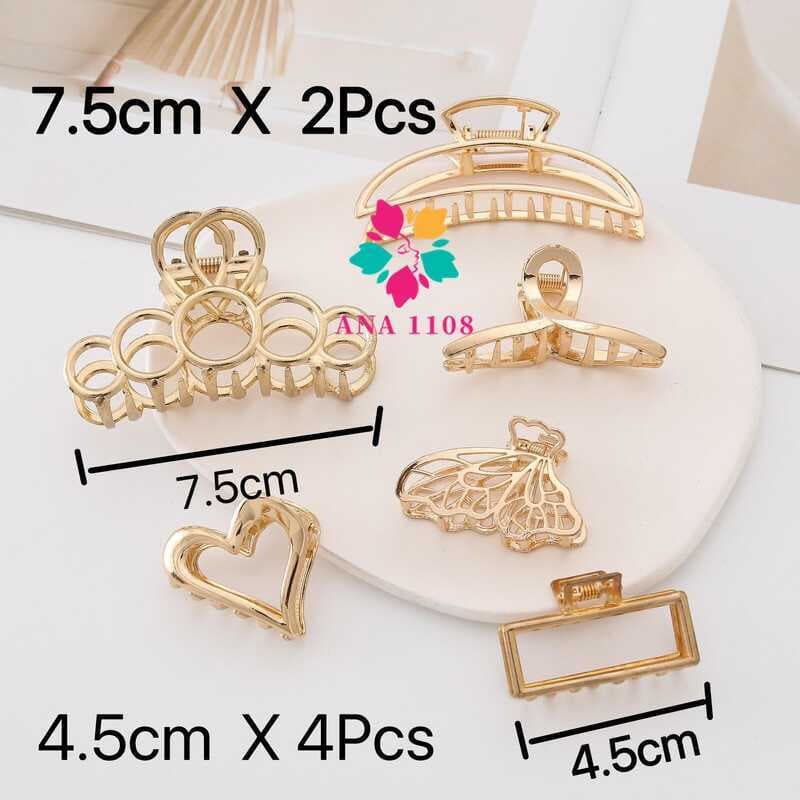 KIT 6/12unidades Prendedor/Piranha/Presilha Dourada de metal vários modelos blogueira-GUI ANA