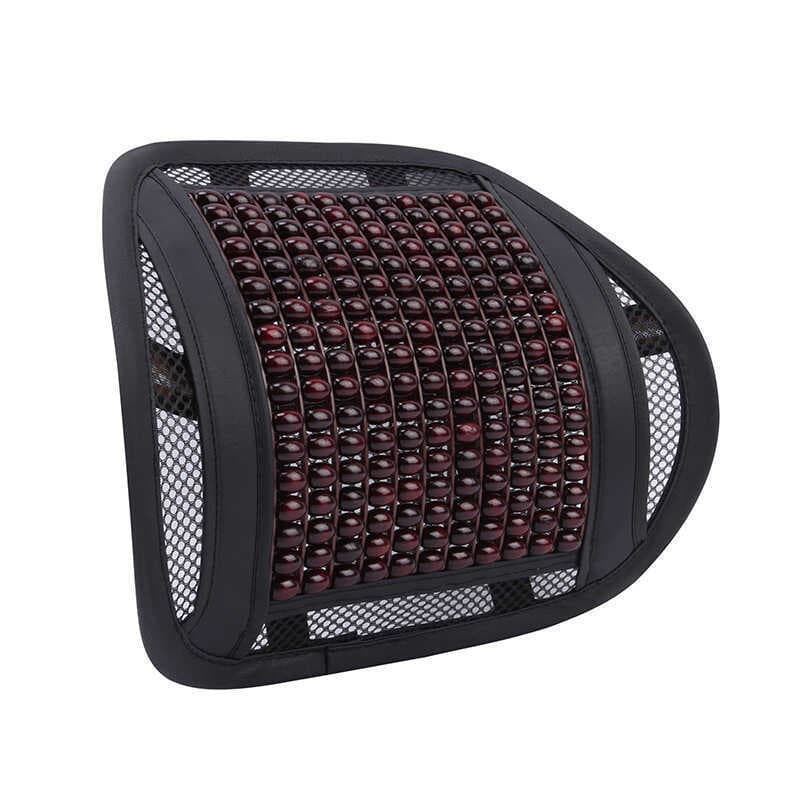 Verão de madeira grânulo massagem carro almofada lombar verão respirável apoio lombar almofada traseira assento escritór