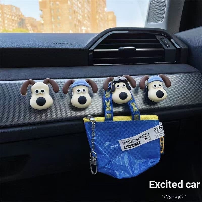 [Cartoon Criativo] ins Cute Dog Hook Car Car Carro Bateria Gancho Gancho Gancho Pegajoso Carro Controle Central Acessórios Carro de Armazenamento Linha Frontal Co-piloto Pequeno Gancho no Interior do Carro Acessórios