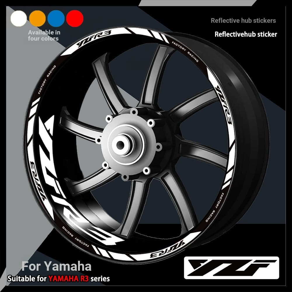 Adequado para Yamaha R3 Adesivos de roda modificados YZF Decalques de aro de roda Adesivos refletivos decorativos de aro