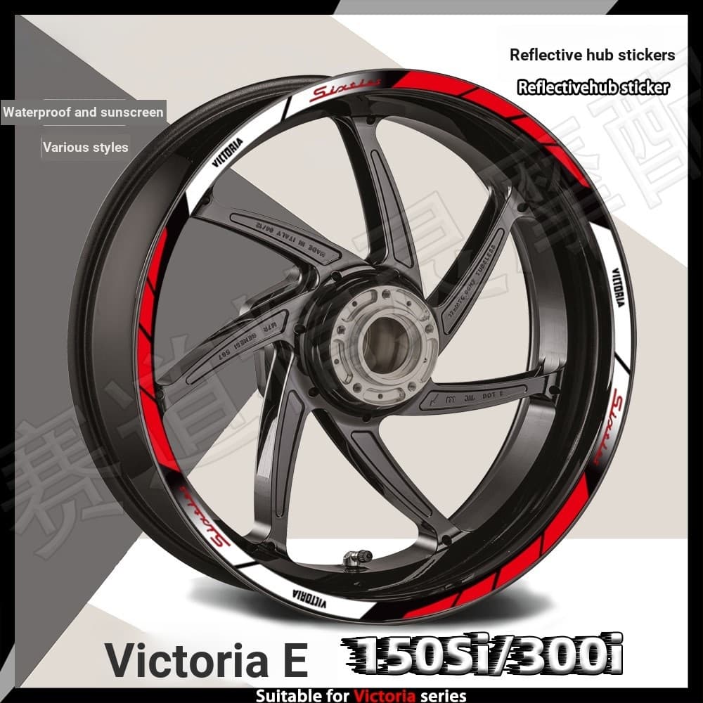 Adequado para Victoria Sixties150Si 300i Adesivos de cubo reflexivo modificados decalques à prova d'água de aro de roda 