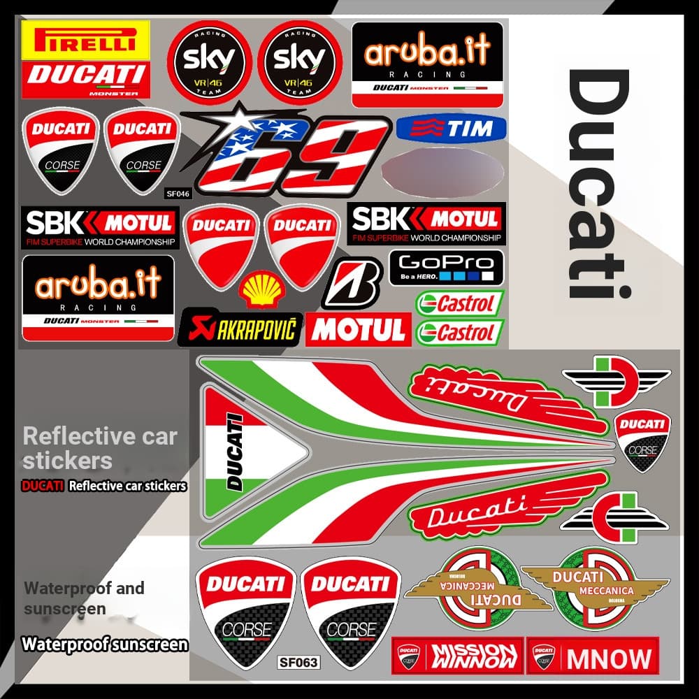 Adequado para Ducati modificado adesivos de carro corpo versão decorativa flores logotipo do carro decalques reflexivos 
