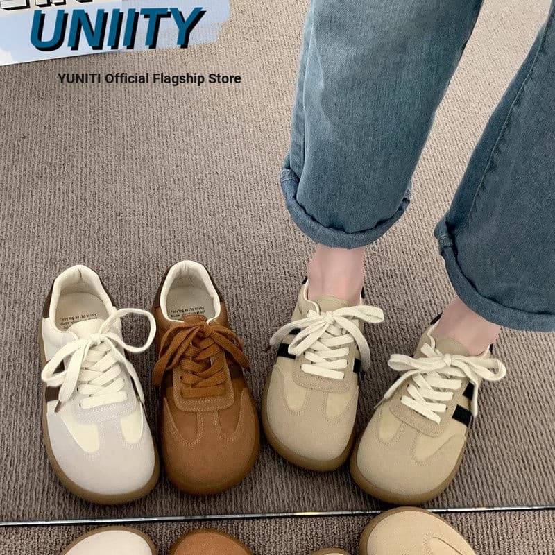 Outono inverno sola macia Retro alemão sapatos de treinamento feminino outono 2026 sapatos planos Anti-deslizamento Forr