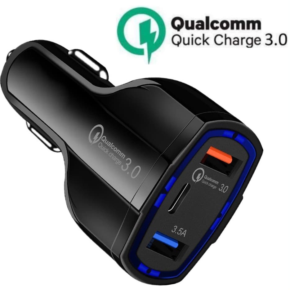 3 Portas Carregador De Carro USB , Tipo c PD 5A QC3.0 Adaptador De Carregamento Rápido De Telefone Para