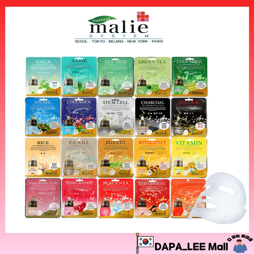 [Marca Coreana] Pacote De Máscara Facial Marie Essence – 16 Tipos | Calmante , Hidratante , Iluminador , Reafirmante , Cuidados Diários Para A Pele
