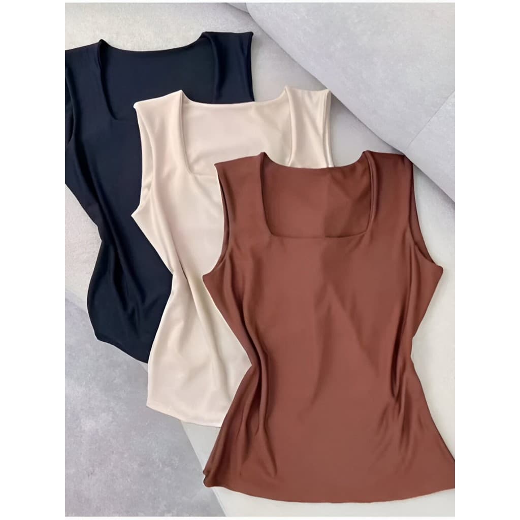 Regata Feminina Blusinha Decote Suplex Básica Lisa Elegante Blogueira Tendência Dia a Dia Casual