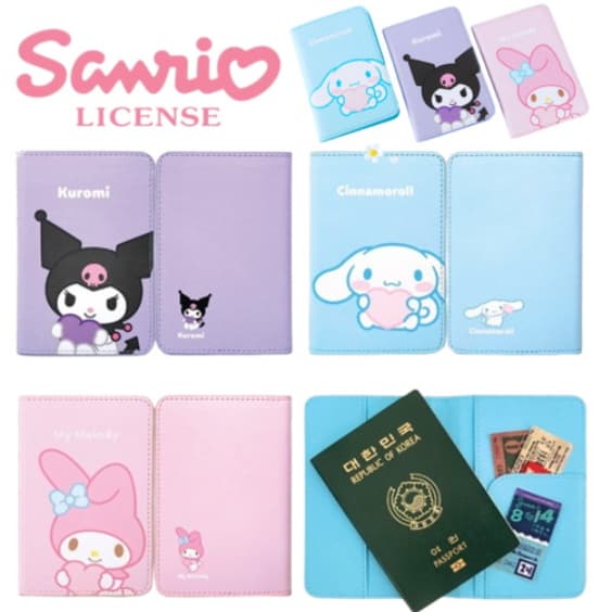 Estojo Sanrio Passaporte Cobrir Minha Melodia Kuromi Cinnamoroll