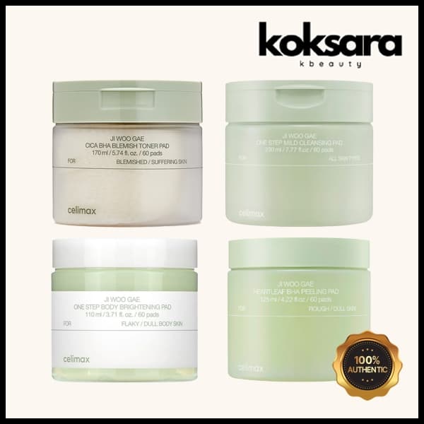 Celimax Ji Woo Gae toner pad 4 types(Heartleaf BHA Peeling/Brightening/Mild Cleansing/Cica BHA Blemish)