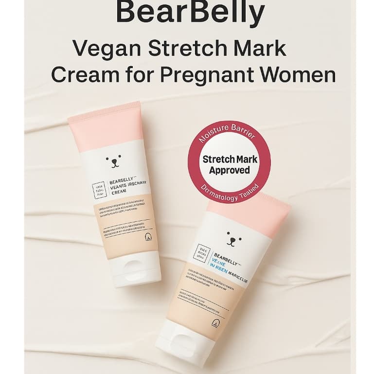 [Ttunmoms] BearBelly Vegan Stretch Mark Cream Para Mulheres Grávidas – 100ml Fórmula Não Gordurosa , Hipoalergênica E À 
