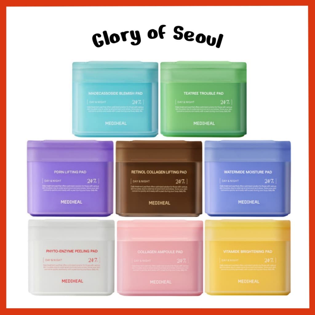 MEDIHEAL Toner Pad (100pc) (8 Types) / Watermide, Teatree, Madecassoside, Collagen, Retinol, Phyto, Vita, PDRN