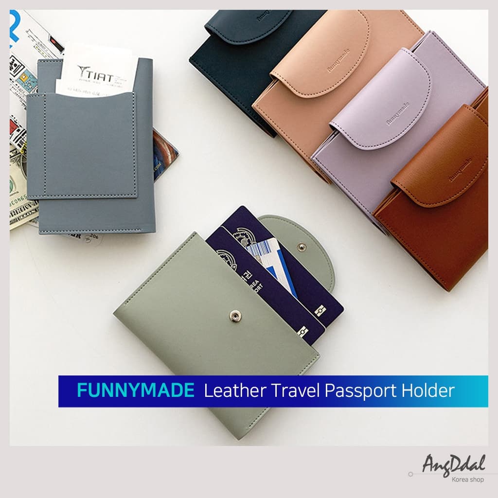 [FUNNYMADE] Organizador De Porta-Passaporte De Viagem Em Couro Para Casais E Família | Bolsa Personalizada Com Dois Bolsos-Elegante