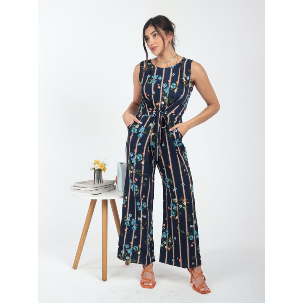 Macacão feminina listrado Froral Estampado