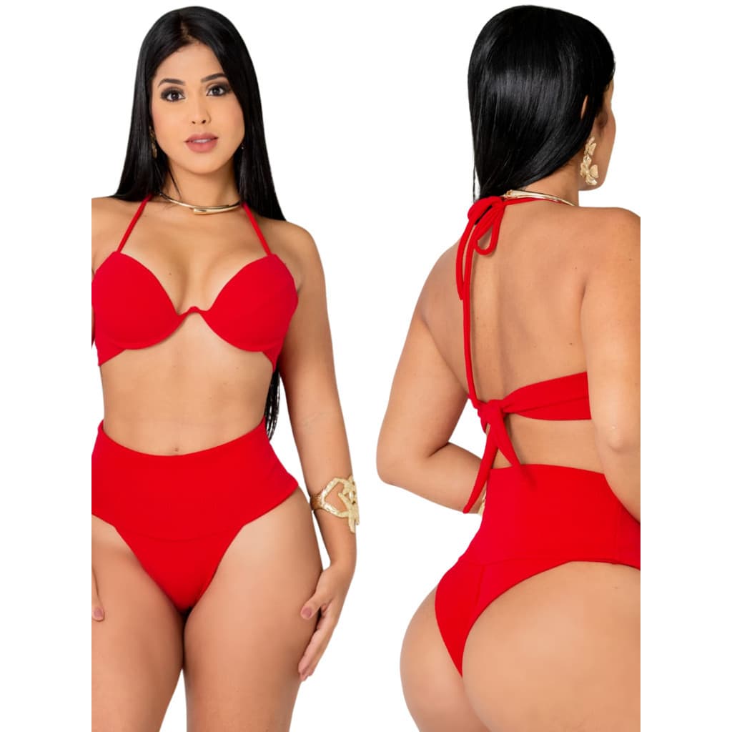 Biquini Hot pants cintura alta com bojo aro sustentação moda praia gringa verão