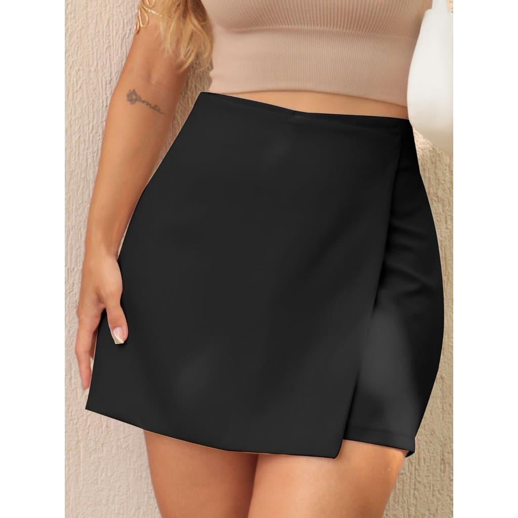 LuluRuModa Short-Saia Alfaiataria Sofisticado Feminino Coreano Transpassado - S873