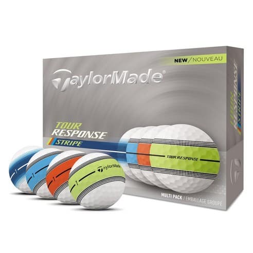 [12 Pcs] TaylorMade Tour Response Stripe Multi Golf Balls – Alinhamento Aprimorado , Sensação Suave , Desempenho Em Nível Turístico
