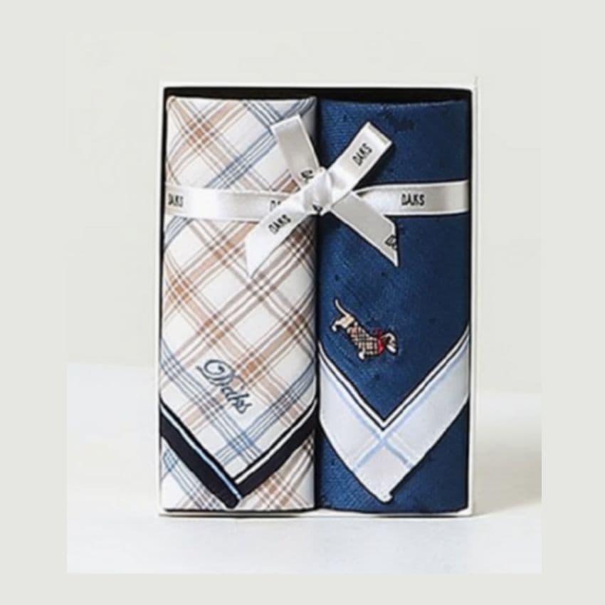 DAKS Lenço Masculino De Algodão Xadrez Caixa De Presente Clássico Luxo Bolso Quadrado