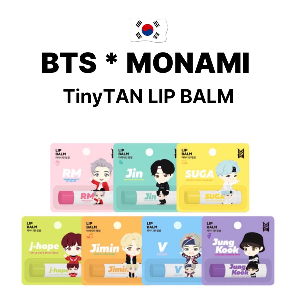 Bálsamo Labial Monami TinyTAN – Edição De Personagens BTS | Design K-Pop Fofo Matiz Natural (RM E Jimin)/Transparente (5