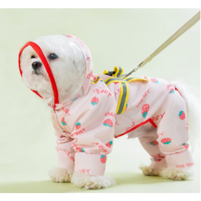 Capa De Chuva Para Cães FocusPet 2 Designs Abacaxi Amarelo/Rosa Morango · XS – 2XL De Corpo Inteiro Roupas Impermeáveis 
