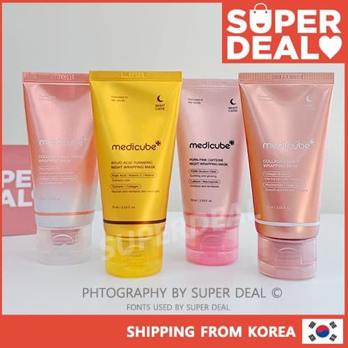 [Enviado da Coreia] Medicube Collagen Night Wrapping Mask 75ml / Kojic Acid Turmeric / Collagen Milk Toning / PDRN Caffeine Overnight Wrapping Peel Off Mask