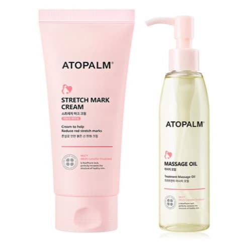 ATOPALM Conjunto De Creme Para Estrias Cuidados De Maternidade 150ml E Óleo De Massagem 120ml
